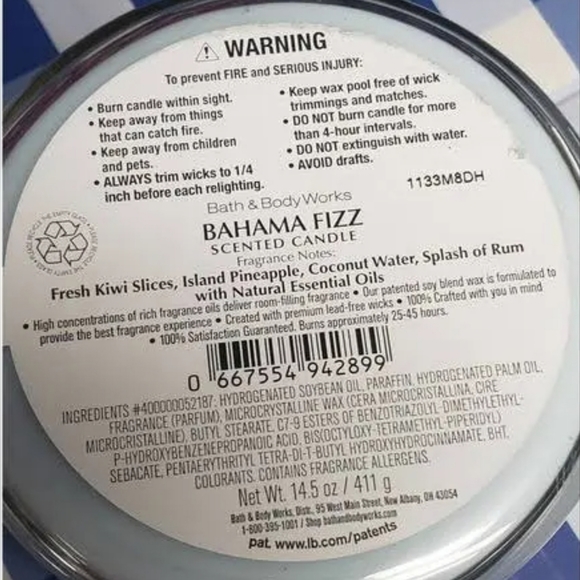 BAHAMA FIZZ 3-WICK CANDLE BY BATH AND BODY WORKS - Picture 2 of 2
